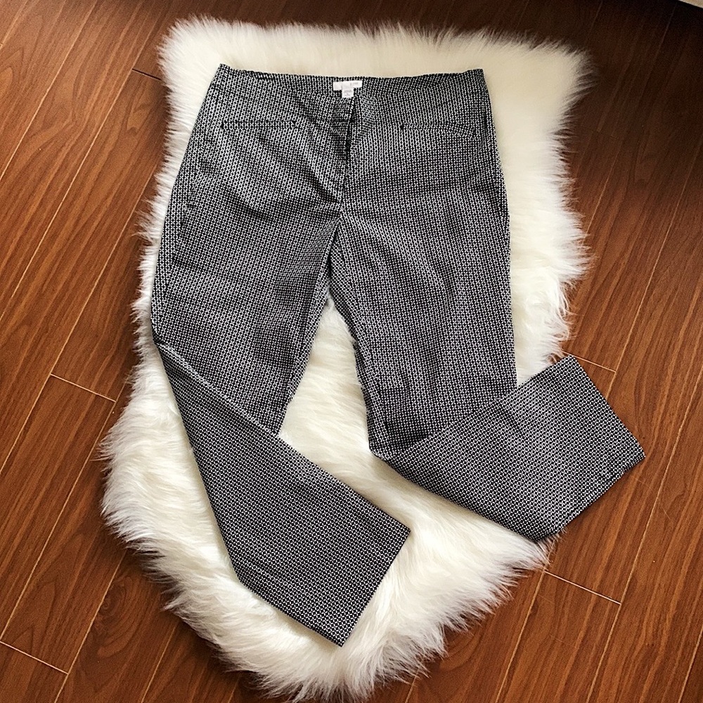 J. JILL Pants Black & White Pattern Cropped Cotton Blend Sz 6 Petites